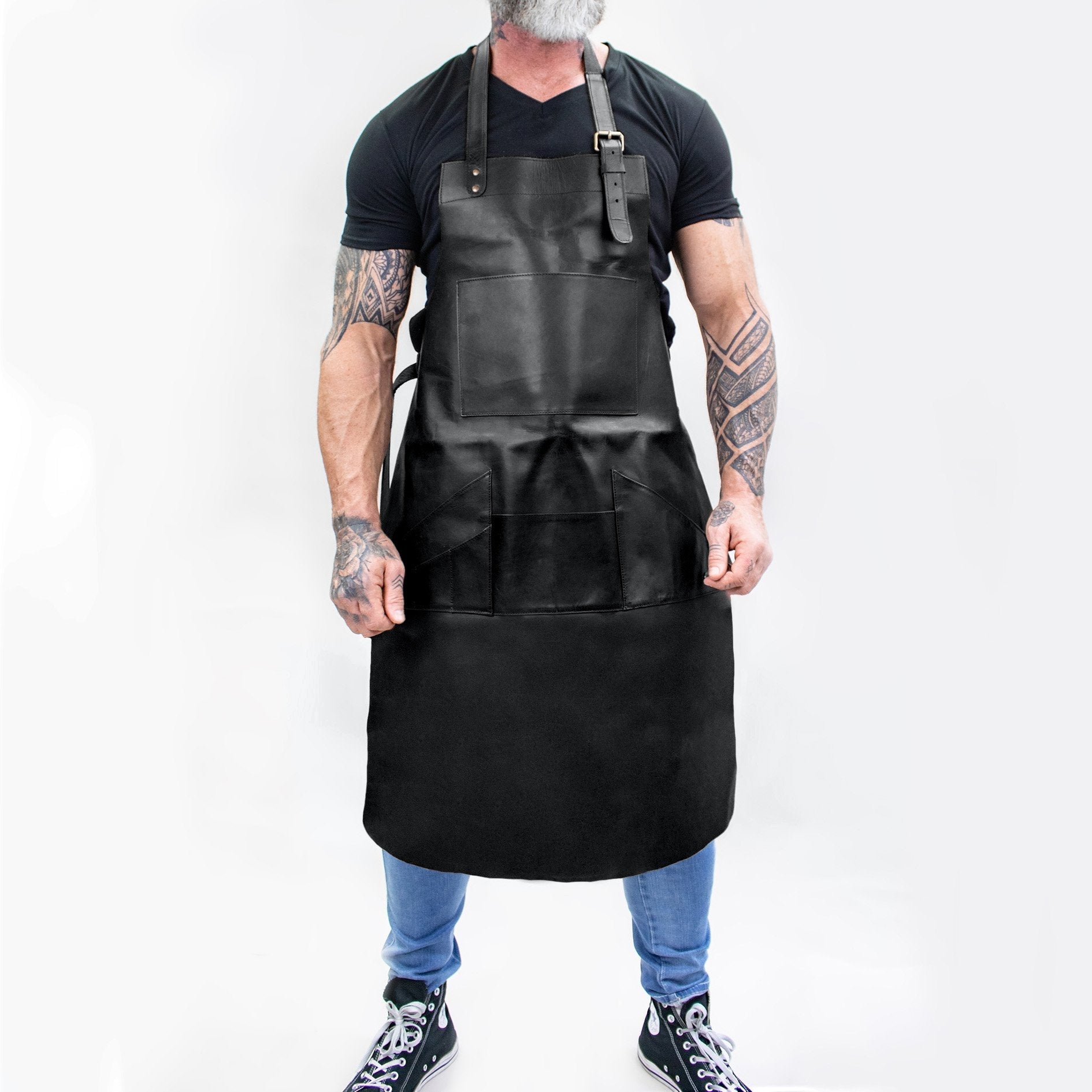 black leather apron